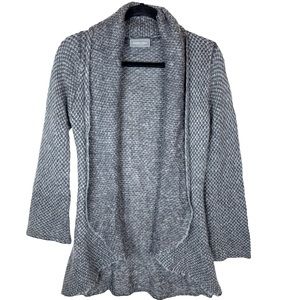 Wooden Ships Dylan Open Shawl Collar Cardigan Mohair Wool Blend Grey S/M